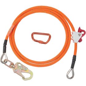 VEVOR 16mm Steel Core Flipline, 10ft(3m) Arborist Flipline for Tree Climbing with Alloy Steel Snap Hook & Aluminum Alloy Carabiner